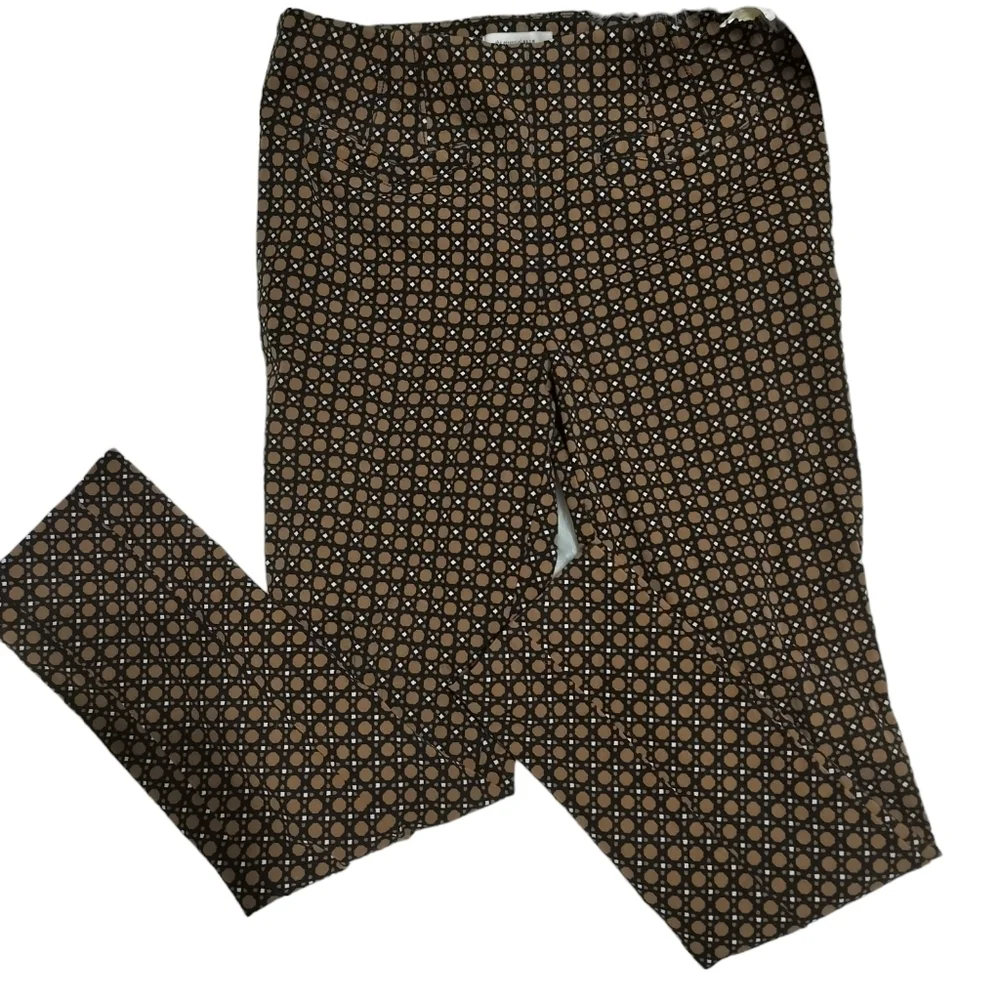 1810) Anthropologie The Essential Women's Cropped Pant in Brown Motif Size 2